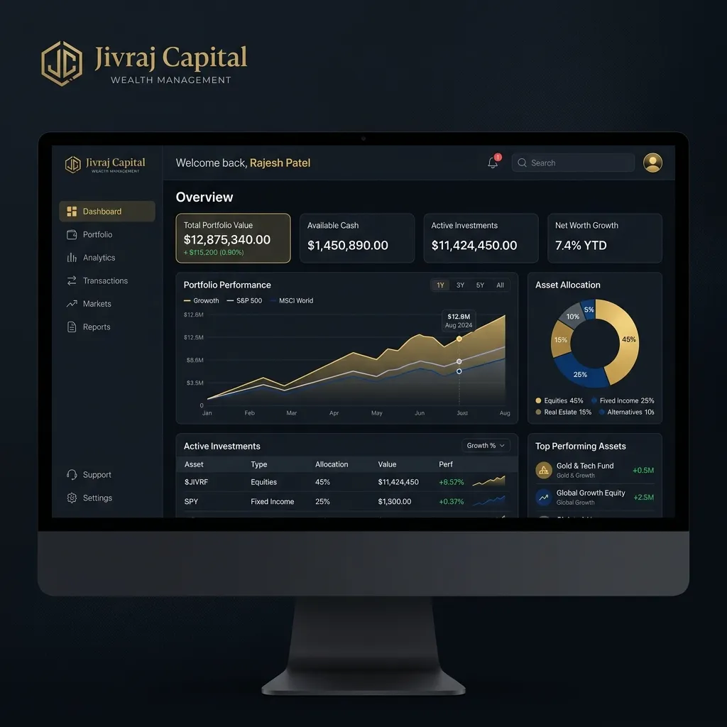 Jivraj Capital financial dashboard